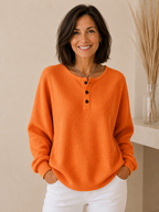 Cosy Waffle Henley Sweatshirt for Women